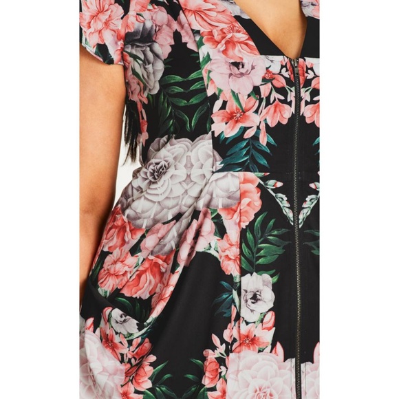 NWT Womens Plus Size 24W Nordstrom City Chic Mirror Floral Print Tunic Dress - Picture 5 of 5